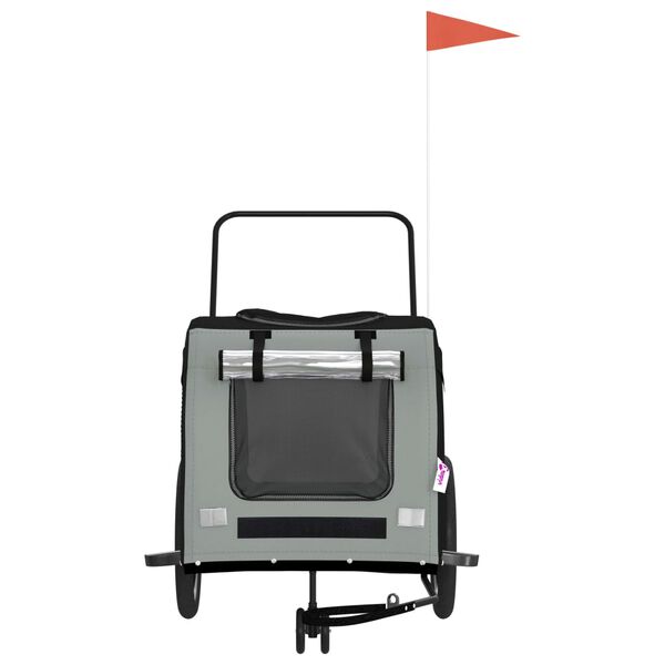 vidaXL Remorque de v&eacute;lo pour animaux de compagnie noir et gris