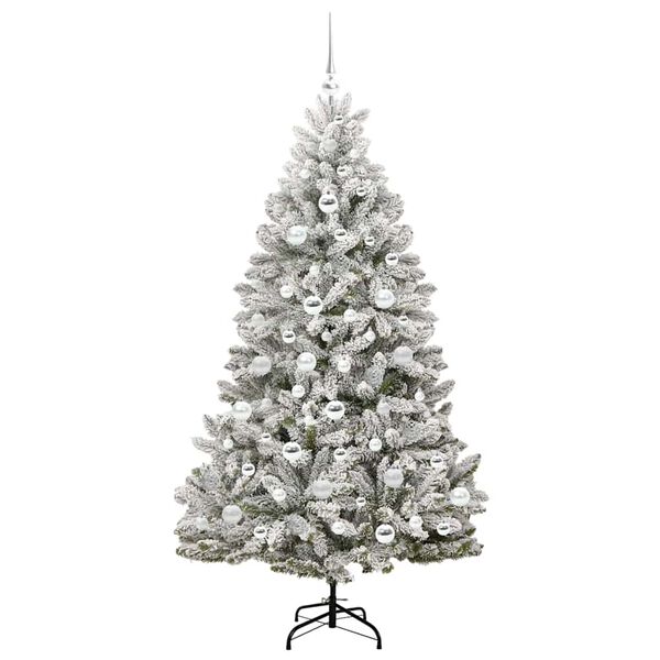 vidaXL Sapin de No&euml;l artificiel Vert et blanc 180 cm PVC et m&eacute;tal