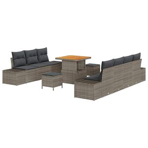 vidaXL Ensemble de canap&eacute; de jardin 10 pc 9-Nombre de places Gris
