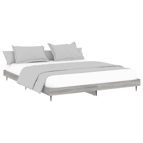 vidaXL Cadre de lit sans matelas sonoma gris 160x200cm bois ing&eacute;nierie