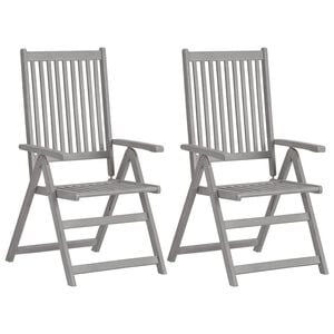 vidaXL Fauteuils pliants inclinables (lot de 2) en bois d'acacia massif gris