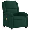 vidaXL Fauteuil inclinable de massage vert fonc&eacute; velours