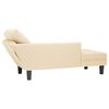 vidaXL Chaise longue avec coussin cr&egrave;me tissu en velours c&ocirc;tel&eacute;