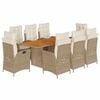 vidaXL Ensemble &agrave; manger de jardin et coussins 9 pcs beige Poly rotin