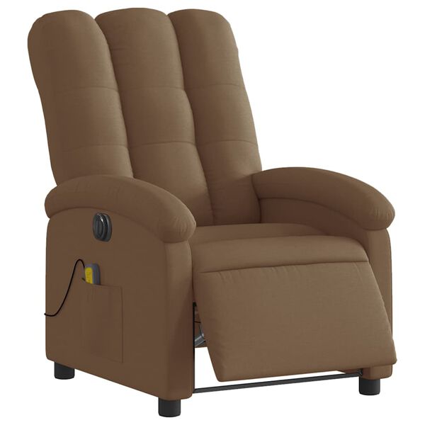 vidaXL Fauteuil inclinable de massage &eacute;lectrique marron tissu
