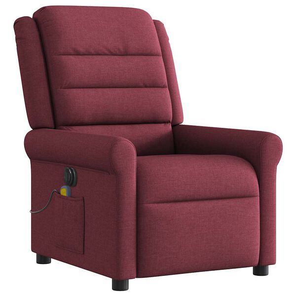 vidaXL Fauteuil de massage inclinable &eacute;lectrique Rouge bordeaux Tissu