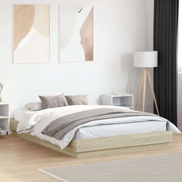 vidaXL Cadre de lit sans matelas chêne sonoma 150x200 cm