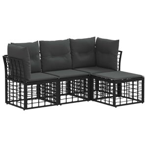 vidaXL Ensemble de canap&eacute;s d'ext&eacute;rieur Noir Polyester