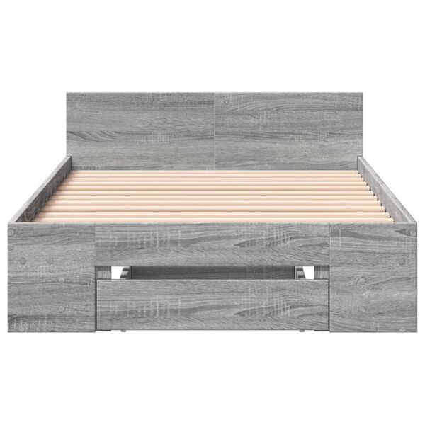 vidaXL Cadre de lit avec tiroir sans matelas sonoma gris 75x190 cm
