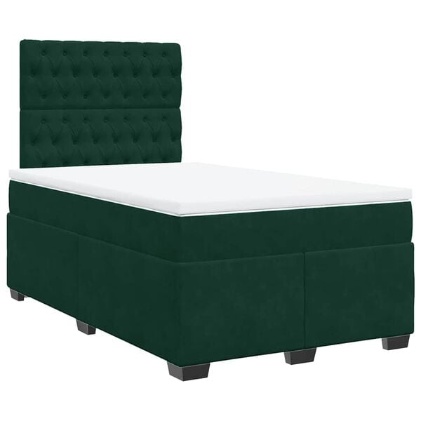 vidaXL Sommier &agrave; lattes de lit et matelas Vert fonc&eacute; 120x200cm Velours