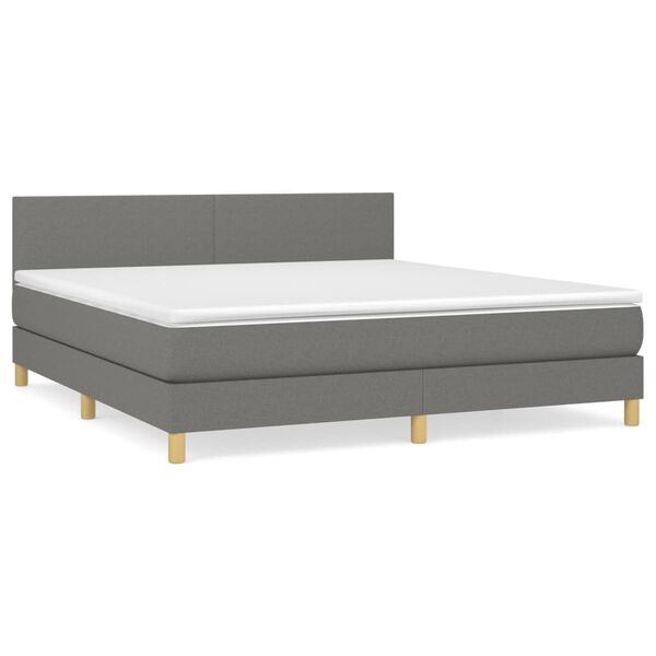vidaXL Sommier &agrave; lattes de lit avec matelas Gris fonc&eacute; 160x200cm Tissu