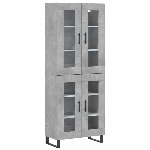 vidaXL Buffet haut Gris b&eacute;ton 69,5x34x180 cm Bois d'ing&eacute;nierie