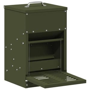 vidaXL Nourrisseur &agrave; p&eacute;dale pour poules Vert olive 25 x 42 x 40 cm