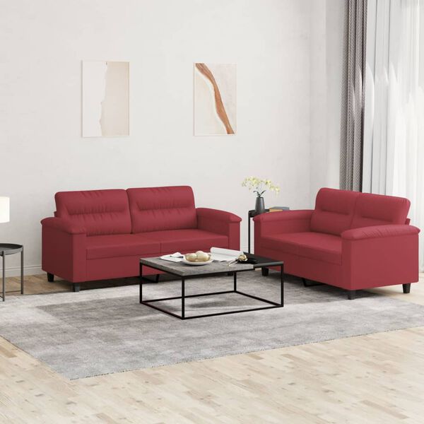vidaXL Ensemble de canapés 2 pcs et coussins Rouge bordeaux Similicuir