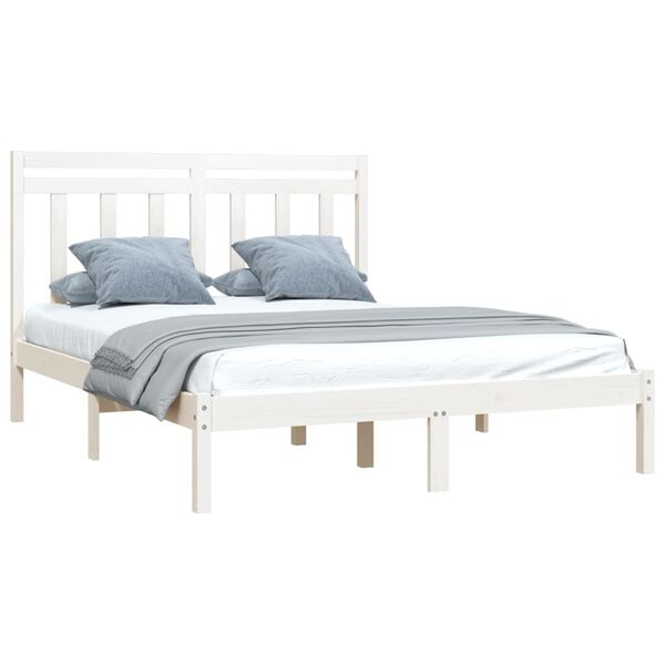 vidaXL Cadre de lit sans matelas blanc 150x200 cm bois massif