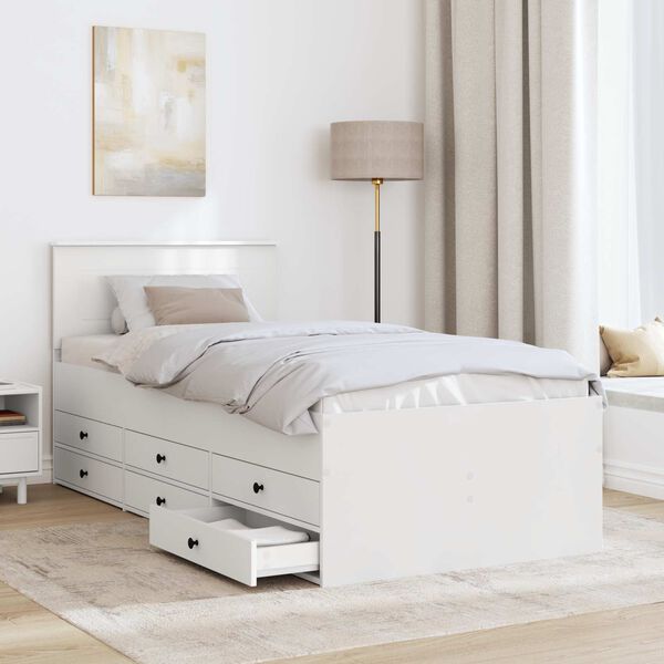 vidaXL Lit d'appoint Blanc et Noir 90 x 200 cm Bois d'ing&eacute;nierie