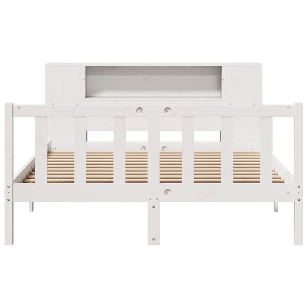 vidaXL Lit biblioth&egrave;que sans matelas blanc 135x190 cm bois pin massif
