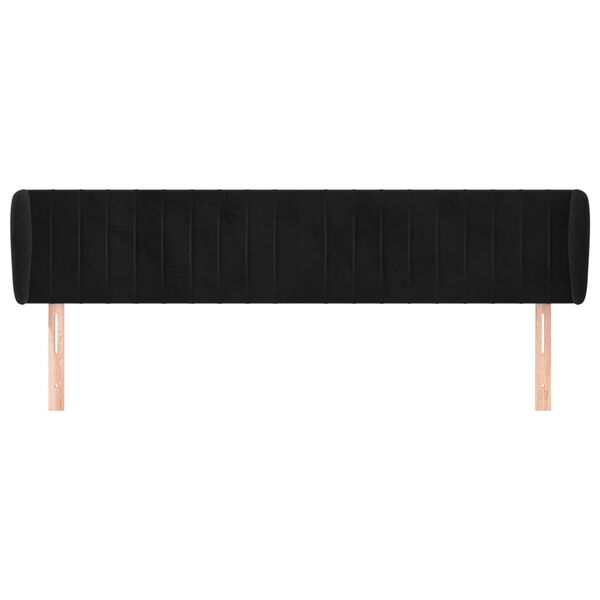 vidaXL T&ecirc;te de lit avec oreilles Noir 183x23x78/88 cm Velours