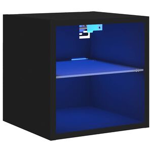 vidaXL Meuble TV mural avec lumi&egrave;res LED noir 30x28,5x30 cm
