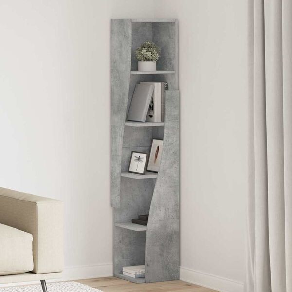 vidaXL Meuble d'angle Gris b&eacute;ton 27,5x27x140cm Bois d'ing&eacute;nierie