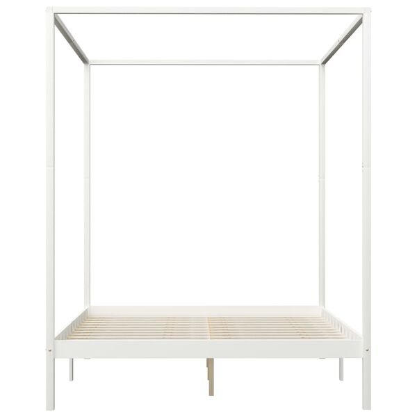 vidaXL Cadre de lit &agrave; baldaquin avec 4 tiroirs Blanc Pin 180x200 cm