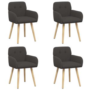 vidaXL Chaises de salle &agrave; manger 4 pc Boucl&eacute; Gris fonc&eacute;