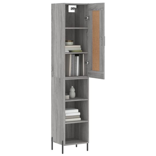 vidaXL Buffet haut Sonoma gris 34,5x34x180 cm Bois d'ing&eacute;nierie