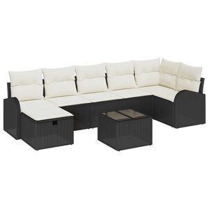 vidaXL Ensemble de canap&eacute; de jardin avec coussin 8 pcs Noir Poly rotin