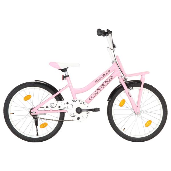 vidaXL Vélo enfant avec porte-bagages avant 20 pouces Rose et noir