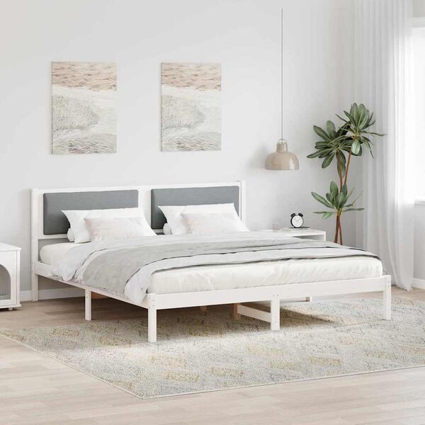vidaXL Cadre de lit Gris clair 200 x 200 cm Pin massif