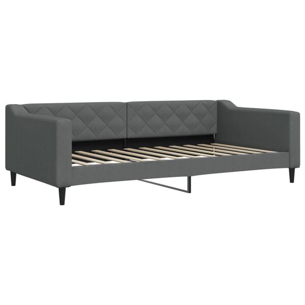 vidaXL Lit de jour avec gigogne et matelas gris fonc&eacute; 100x200 cm tissu
