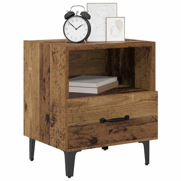 vidaXL Cabinet de chevet avec tiroir Bois ancien 40 x 35 x 47,5 cm