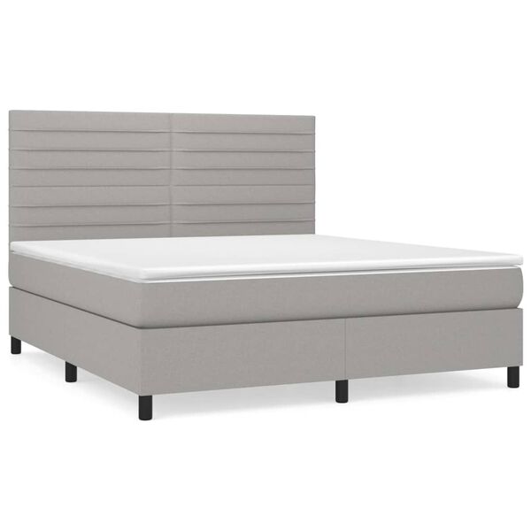 vidaXL Sommier &agrave; lattes de lit avec matelas Gris clair 160x200cm Tissu