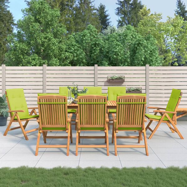 vidaXL Chaises de jardin inclinables et coussins lot de 8 teck solide