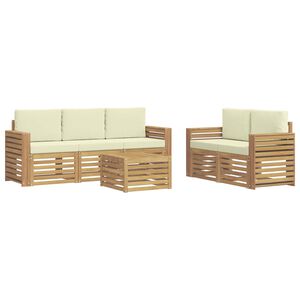 vidaXL Ensemble de canap&eacute;s d'ext&eacute;rieur 6 pc Blanc et cr&egrave;me Polyester