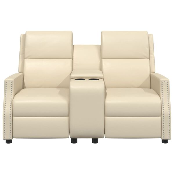 vidaXL Fauteuil de massage inclinable 2 places crème similicuir
