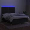 vidaXL Sommier &agrave; lattes de lit et matelas et LED Noir 140x190 cm Tissu