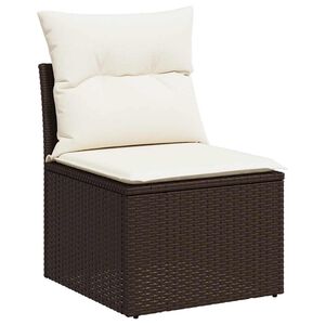 vidaXL Canap&eacute; de jardin sans accoudoirs coussins brun r&eacute;sine tress&eacute;e