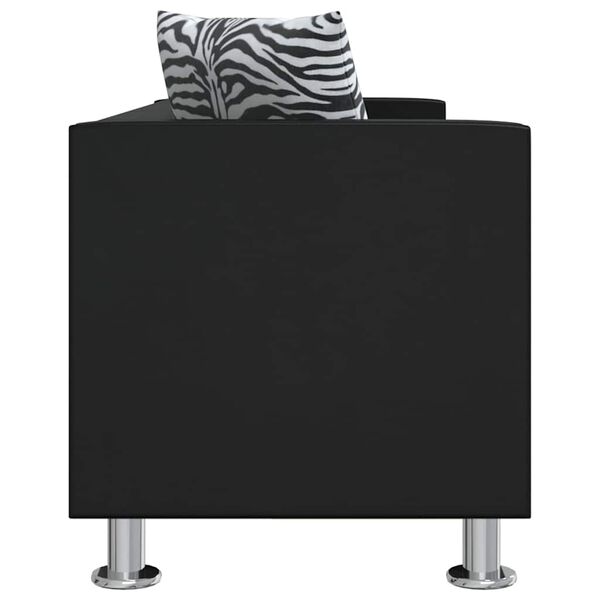 vidaXL Canap&eacute; &agrave; 3 places cuir artificiel noir