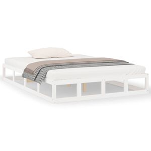 vidaXL Cadre de lit sans matelas blanc 135x190 cm bois massif
