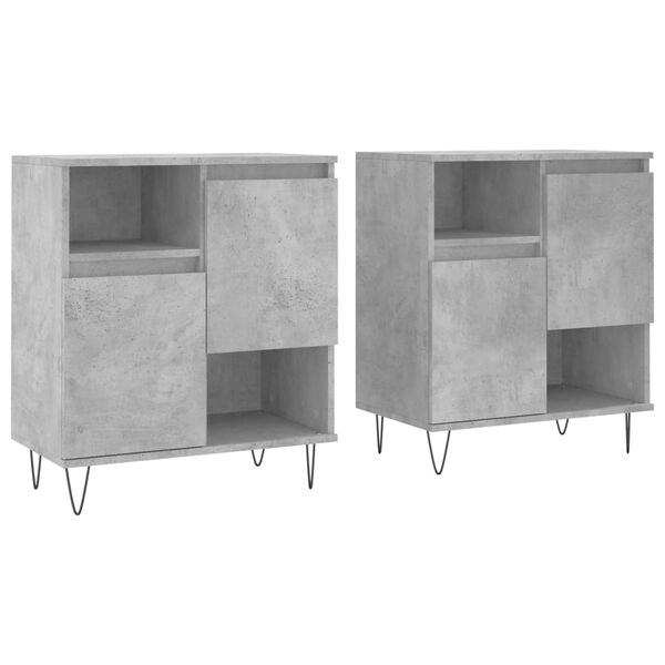 vidaXL Buffets 2 pcs gris b&eacute;ton bois d'ing&eacute;nierie