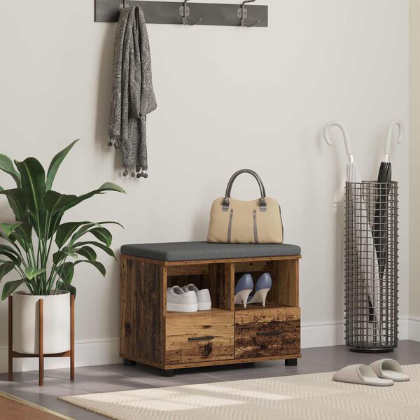 vidaXL Banc d'entr&eacute;e avec coussin Bois ancien 60 x 38 x 46 cm