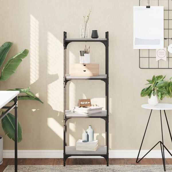 vidaXL Biblioth&egrave;que &agrave; 4 niveaux sonoma gris 40x30x120 cm