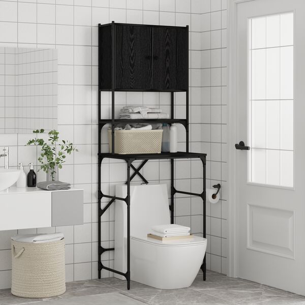 vidaXL Cabinet pour lave-linge Ch&ecirc;ne noir 68 x 48,5 x 194 cm