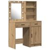 vidaXL Ensemble de table de maquillage avec LED 2 pc Ch&ecirc;ne artisanal