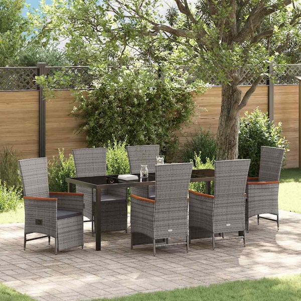 vidaXL Ensemble de salle &agrave; manger pour jardin 7 pcs Gris polyrotin