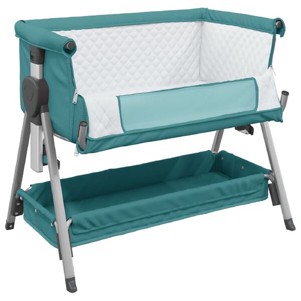 vidaXL Lit pour b&eacute;b&eacute; avec matelas Vert Tissu de lin