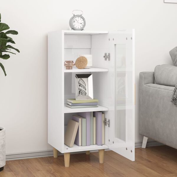 vidaXL Buffet Blanc brillant 34,5x34x90 cm Bois d'ingénierie