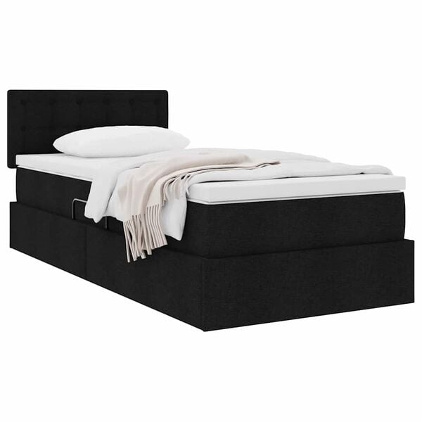 vidaXL Lit avec rangement et matelas avec matelas Noir 100 x 200 cm