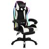 vidaXL Fauteuil de jeux vid&eacute;o avec LED RVB Blanc et noir Similicuir